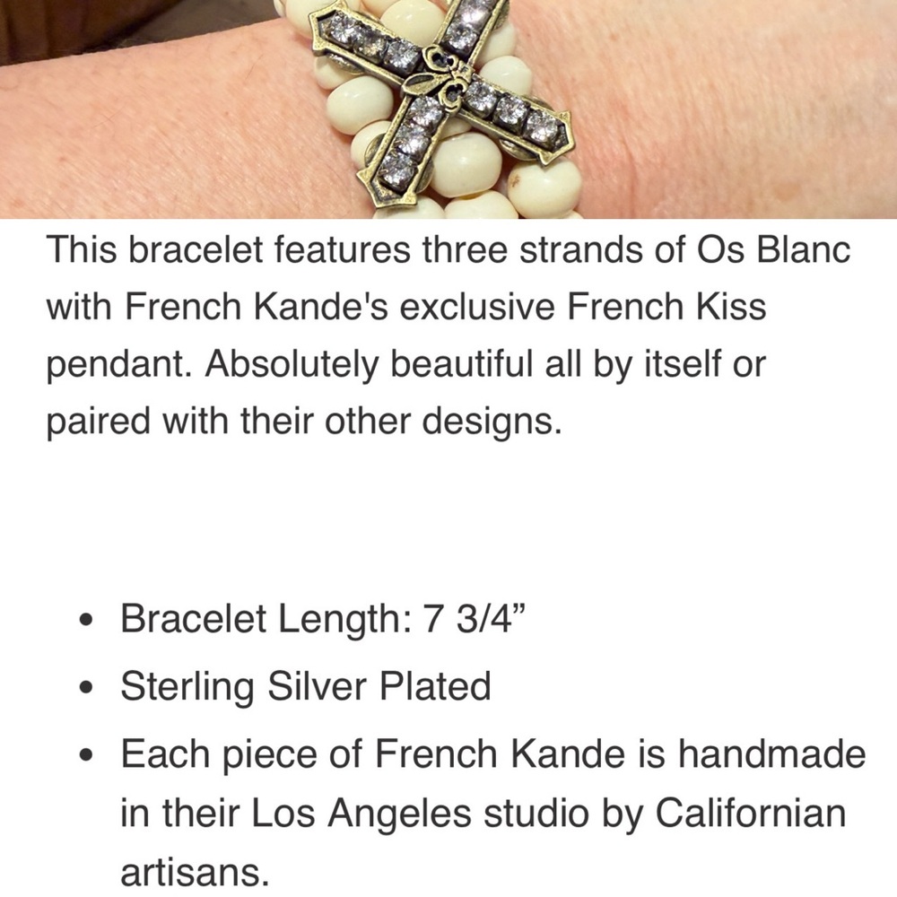 French Kande Os Blanc Bracelet with French Kiss Pendant